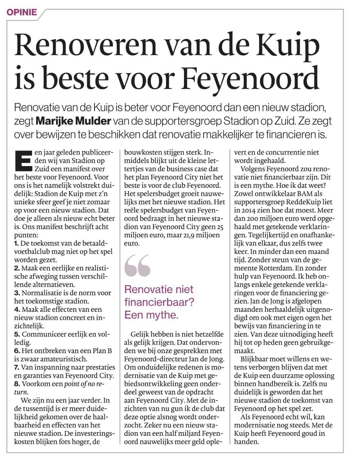Stadionopzuid-Marijke-Mulder-Renovatie van De Kuip is beter voor Feyenoord